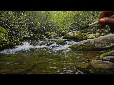 Painting a Realistic River With Oil Full Video. /Time Lapse