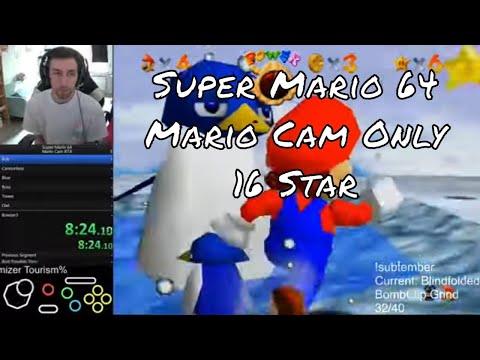 Super Mario 64 - 16 Star Mario Cam Only Speedrun in 26:31 by Bubzia