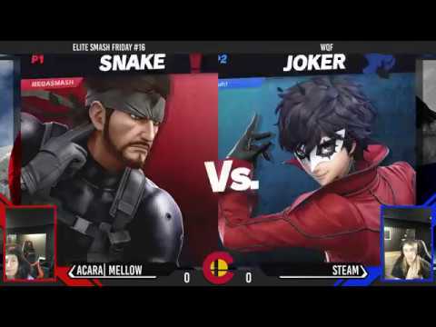 Elite Smash Friday #16 - Steam (Snake) Vs. AcaRa|Mellow (Joker, Mario) - WQF