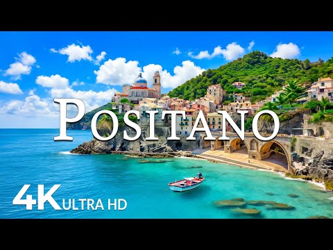 FLYING OVER POSITANO (4K UHD) – Soothing Music Along With Beautiful Nature Video - 4K Video ULTRA HD