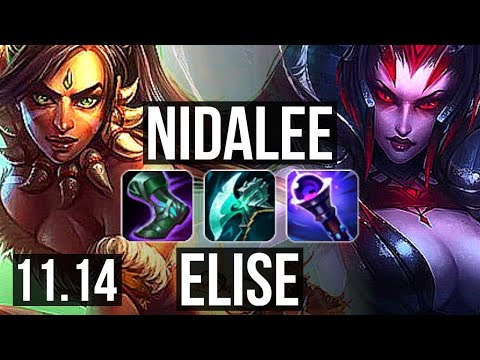 NIDALEE vs ELISE (JUNGLE) | 14/0/7, Legendary, 1.3M mastery, 400+ games | KR Diamond | v11.14
