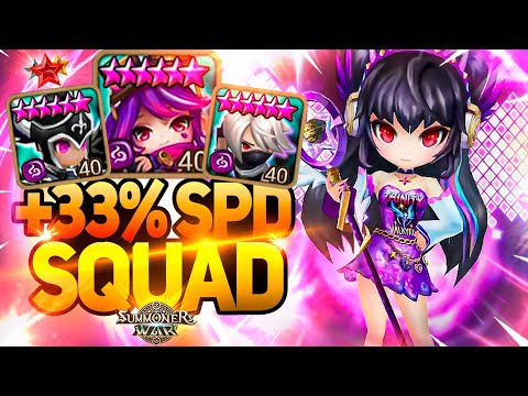 Obabo's MAX SPD DARK SQUAD Destroys Enemies - Summoners War