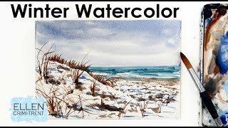 How to paint a Winter Beach scene in watercolor