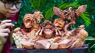 One Piece: Luffy vs Gorosei - The Five Elders Wood Carving ASMR - Extremely ingenious Skill [ワンピース]