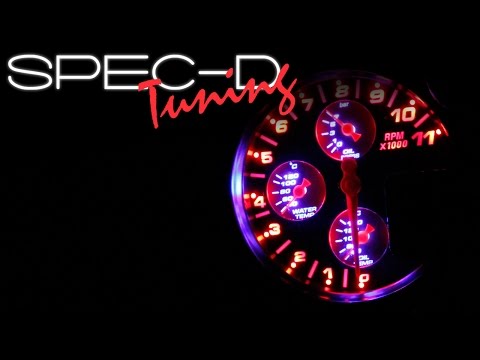 SPECDTUNING DEMO VIDEO: 5" 4 In 1 RPM Tachometer Oil Water Pressure Temperature Shift Light
