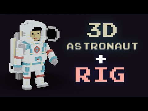 3D Astronaut Voxel Art Game Asset with Rig
