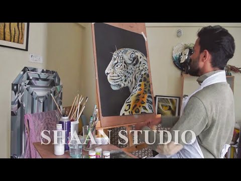 Leopard painting | wildlife artist | ANIMAL cheetah acrylic painting | trailer, work in progress