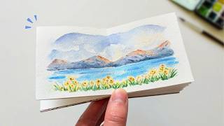Tiny Watercolor Landscape Anyone Can Paint | Relaxing Beginner Tutorial ✧