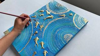 How to Paint Fish and Sea with Texture Paste | DIY Fish Textured Art  | Vanoushe Art Tutorial