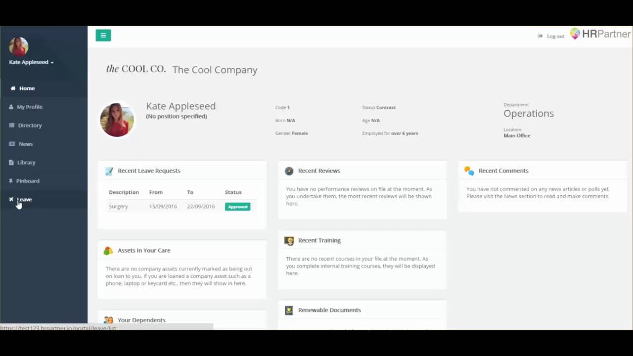 Employee Leave Management in HR Partner