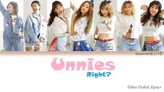 [READ DESCRIPTION]Unnies (언니쓰) - Right? (맞지?)  (Full Song) [HAN/ROM/ENG Color Coded]