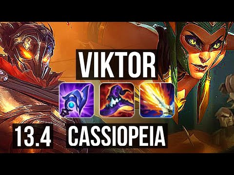 VIKTOR vs CASSIOPEIA (MID) | 6 solo kills, Legendary, Rank 8 Viktor, 13/3/5 | TR Challenger | 13.4