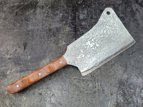 Making a new handle for a monster two handed cleaver; Brazilian teak (#shorts)