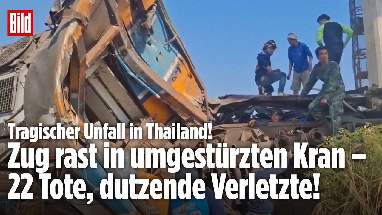 THAILAND: Tragischer Unfall! Zug rast in umgestürzten Baukran – 22 Tote, dutzende Verletzte!