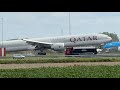 BOEING 777 3DZ QATAR AIRWAYS DOHA TO AMSTERDAM LANDING SCHIPHOL AIRPORT PLANE SPOTTING A7BAU
