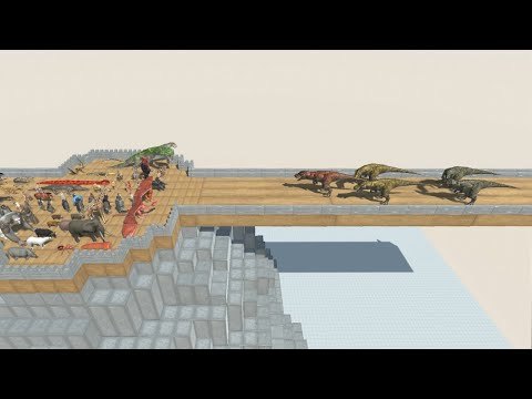 Faction Army from ALL UNITS vs T-REX Squad on Mountain Animal Revolt Battle Simulator