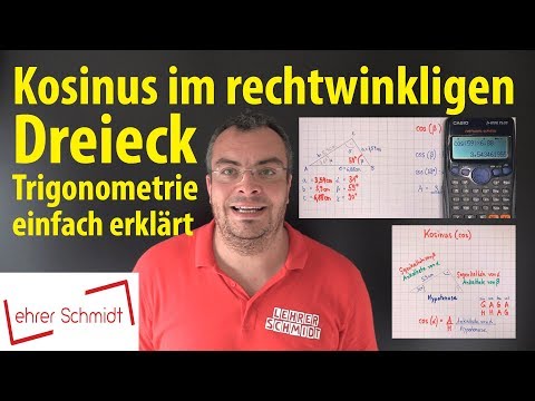 Cosine - in a right-angled triangle - detailed version | Lehrerschmidt - simply explained!