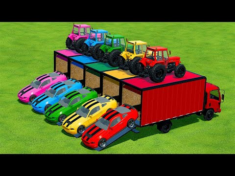 TRANSPORT FIAT TRACTORS AND FORD MUSTANG WITH ISUZU TRUCKS - Farming Simulator 22