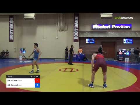 2018 Marine Corps US Open/UWW Junior Greco Roman 55 Quarters - Patrick McKee (MNST) Vs. Camden Rus