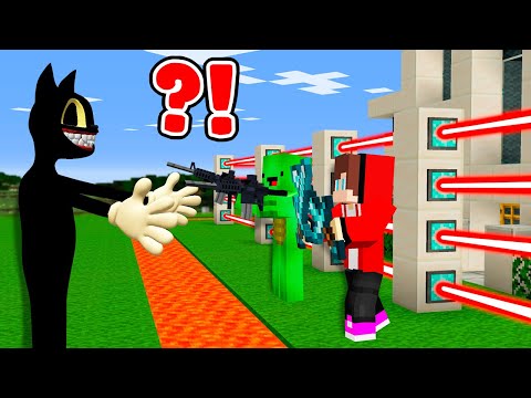 Scary CARTOON CAT vs. J.J. and Mikey in Minecraft