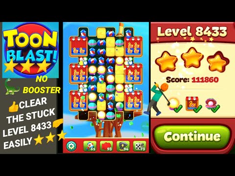 Toon Blast Level 8433 👍Clear the STUCK🤛Easily🤺✨🦖