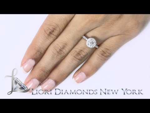 ER-SOLD-093 - 1.41 Carat H-VS2 Natural Round Diamond Engagement Ring 18k White Gold Pave Halo