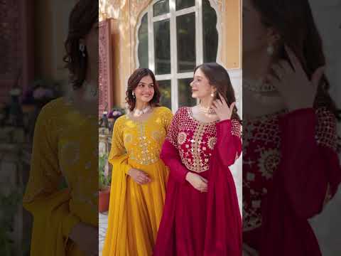 Yellow Premium Designer Readymade Gown with Dupatta Collection