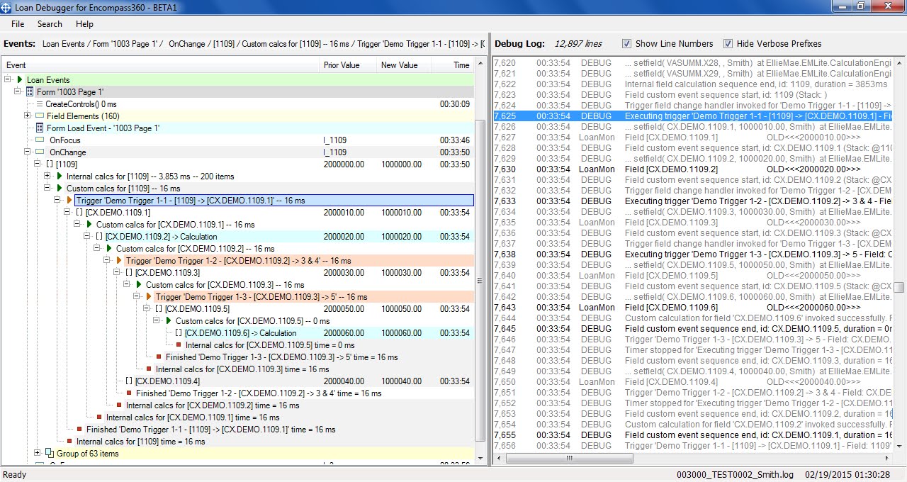 EncompDEV Loan Debugger for Encompass360 - Demo - Field Triggers, Calculations and Field Changes