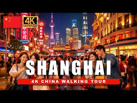 4K CHINA Walking Shanghai at Night | From Nanjing Road to The Bund | 4K | 上海、南京路和外滩