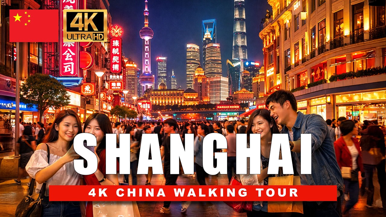 Immersive street-level walking tour through Shanghai Nanjing Road, China, showcasing authentic urban landscapes, local architecture, and the vibrant atmosphere of the city's neighborhoods