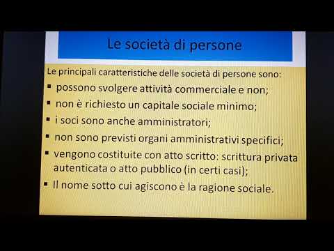 La forma giuridica d'impresa: le società di persone