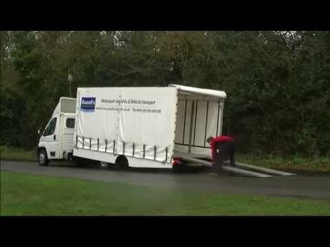 Covered Car Transport - Loading a Delta E4 Coupe Electric Car with Russells Transport