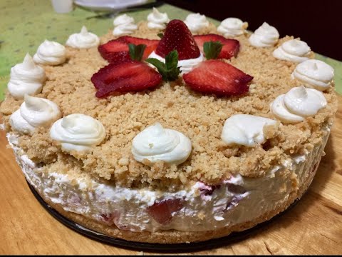 TORTA FRAGOLE PANNA E MASCARPONE, ricetta facilissima, in 20 minuti una torta eccezionale