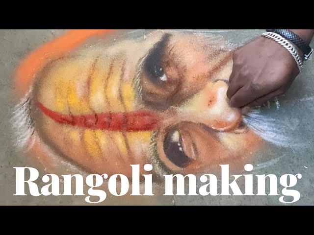 Portrait rangoli design step by step instructions by learn art