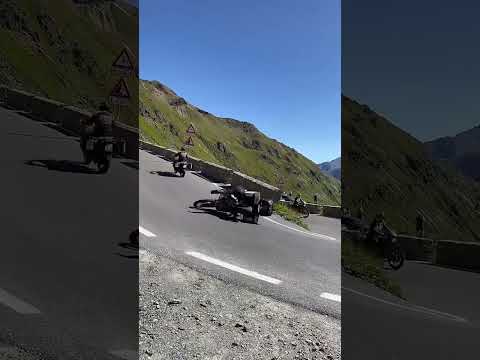 Biker Falls With Their Bike While Negotiating Steep Curve on Stelvio Pass - 1440234