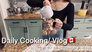 【カナダ暮らしと家庭料理🇨🇦】ダイエット10日目🏋️/サラダチキン作り置き/皮から餃子/ポテトサラダ/お弁当