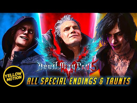 Devil May Cry 5 | Bloody Palace All Special Win Endings & Taunts of Nero, Dante & V