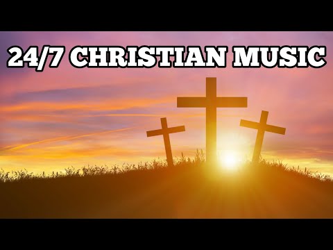 24/7 Christian Worship Music 3 Crosses on a Hill @ Sunset Background Video Relaxing Praise Songs