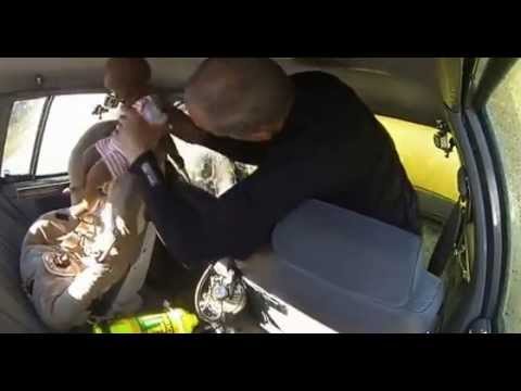 Escape sinking car: two people and baby