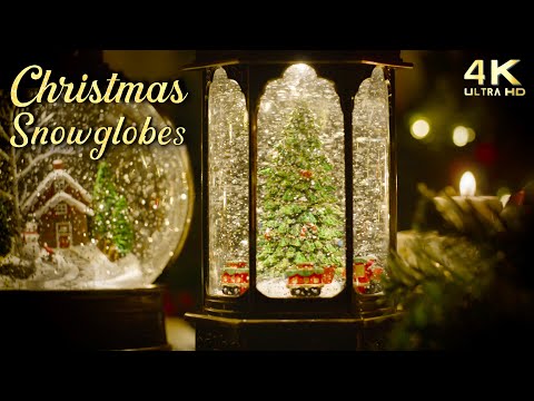 Cozy Christmas Snow Globes w/ Calming Music Box Christmas Music