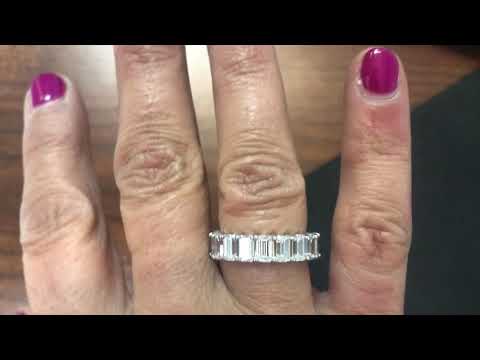 ETERNITY BAND WITH  CZ EMERALD CUTS. /.25 EACH STONE 14 K WHITE GOLD /7100