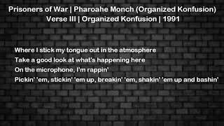 Prisoners of War - Pharoahe Monch (Organized Konfusion) - Verse 3 - Lyrics