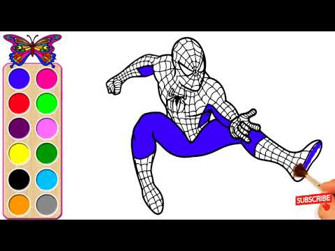 Spiderman Coloring Pages  How to Draw and color Spiderman  Superheroes Coloring Book