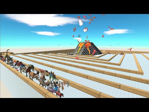 Volcano eruption survival speed race. Who will be first? | Animal Revolt Battle Simulator