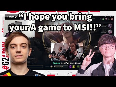 G2 caPs Reacts To T1 Faker Subscribing To Him On Twitch!!