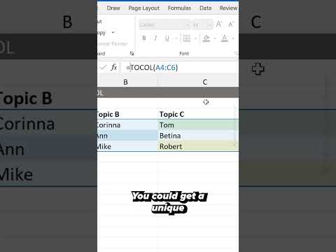 How to Use TOCOL | TOROW Function in Excel #shorts