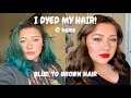 I BLEACHED MY OWN HAIR! *blue to brown hair*