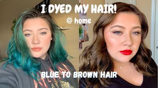 I BLEACHED MY OWN HAIR! *blue to brown hair*