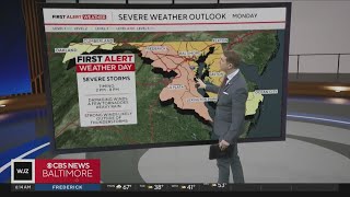 Severe weather, including tornadoes possible Monday in Maryland