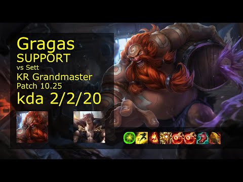 Gragas Support vs Sett - KR Grandmaster 2/2/20 Patch 10.25 Gameplay // [롤] 그라가스 vs 세트 서폿